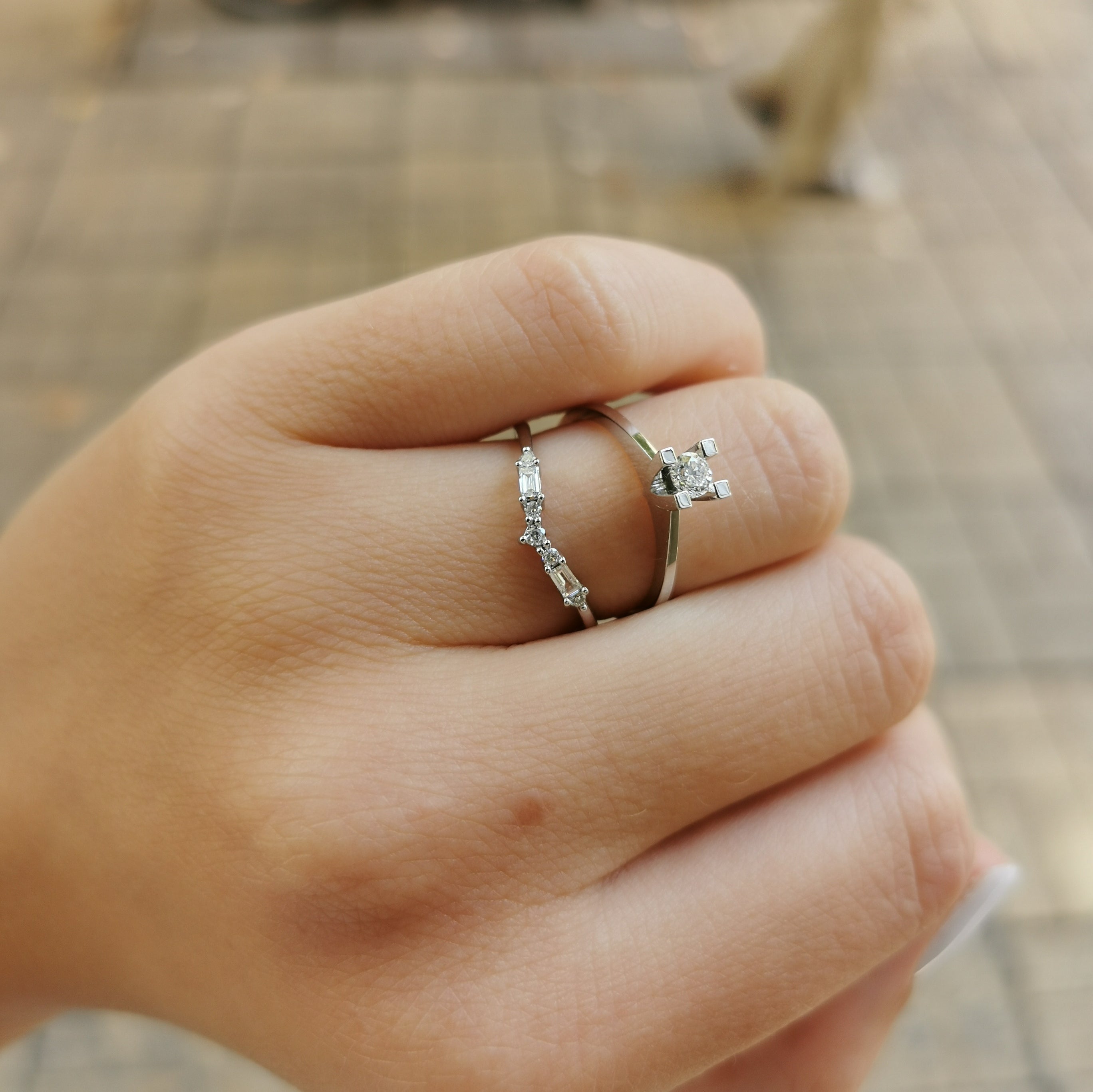 Диамантен пръстен бяло злато 0.16 карата